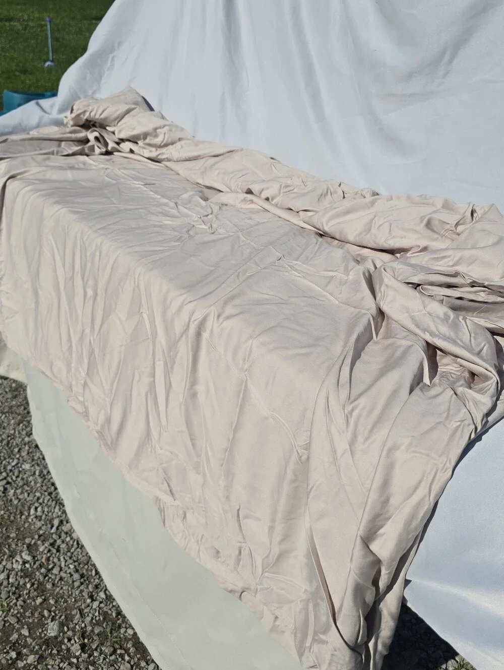 NEW Quince Organic Bamboo King / California King Duvet Set & 2 King Shams Sand